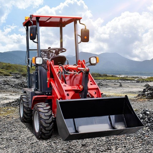 High Safety Compact Electric Wheel Loader HT-150E 750kg 4-5h Working Time Mini Loader